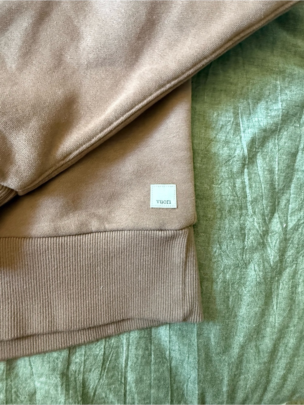 Women's Half-Zip Hooded Sweatshirt - Taupe - Picture 3 of 4